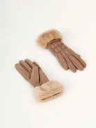 Beige down gloves