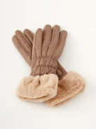 Beige down gloves