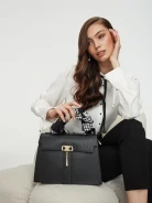 Black leather hand bag