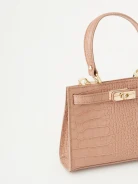 Beige handbag with decorative buckle