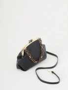 Black leather pouch bag