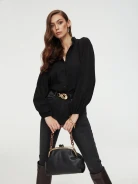 Black leather pouch bag