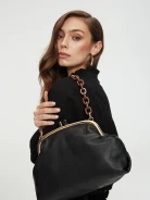 Black leather pouch bag