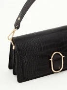 Black leather handbag