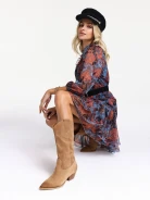 Brown suede leather cowboy boots