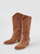 Brown suede leather cowboy boots