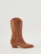 Brown suede leather cowboy boots