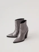 Silver leather cowboy boots