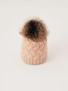 Warm hat with fur pompom