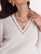 Combination link chain with cultured pearl