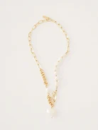 Combination link chain with cultured pearl