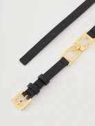 Narrow leather strap in black color