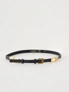 Narrow leather strap in black color