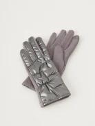 Silver long quilted fabric gloves