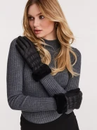 Black long quilted fabric gloves