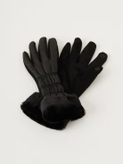 Black long quilted fabric gloves