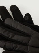 Black long quilted fabric gloves