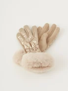 Gold long quilted fabric gloves