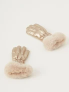 Gold long quilted fabric gloves