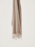 Elegant light brown shawl with tassels at the ends