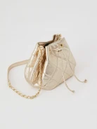 Quilted gold bucket bag