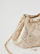 Quilted gold bucket bag