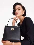 Black bucket bag