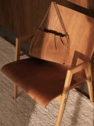 Brown suede crinkle leather handbag