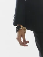 Gold-plated bracelet with onyx and hematite