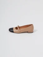 Beige leather Mary Jane pumps