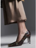 Leather pumps with animal skin motif