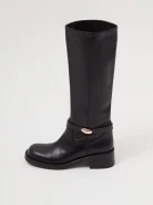 Black leather biker boots