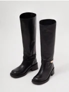 Black leather biker boots