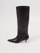 Chocolate boots with crocodile leather texture