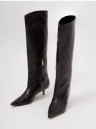 Chocolate boots with crocodile leather texture