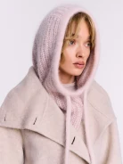 Light pink striped balaclava hood with angora