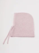 Light pink striped balaclava hood with angora
