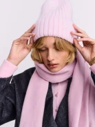 Powder pink hat with angora knit cuff