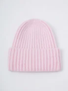 Powder pink hat with angora knit cuff