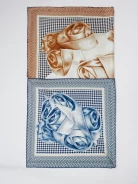 Double-sided silk scarf in roses