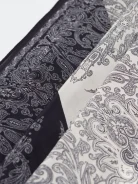 Black and white silk scarf with paisley patterns