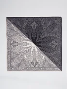Black and white silk scarf with paisley patterns