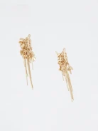 Long gold-plated earrings with elongated elements