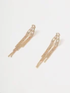 Long gold-plated earrings with crystals