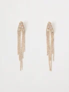 Long gold-plated earrings with crystals