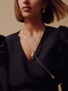 Tie necklace with drop pendants