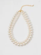 Double-strand necklace with glass pearls