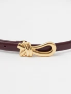 Burgundy leather belt with large buckle