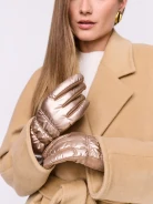 Beige warm five-finger gloves