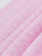 Pink cashmere scarf with a cable knit pattern